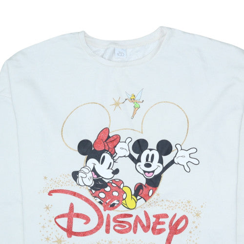 Disney Women’s White Mickey & Minnie Sweatshirt XL Pullover Cotton