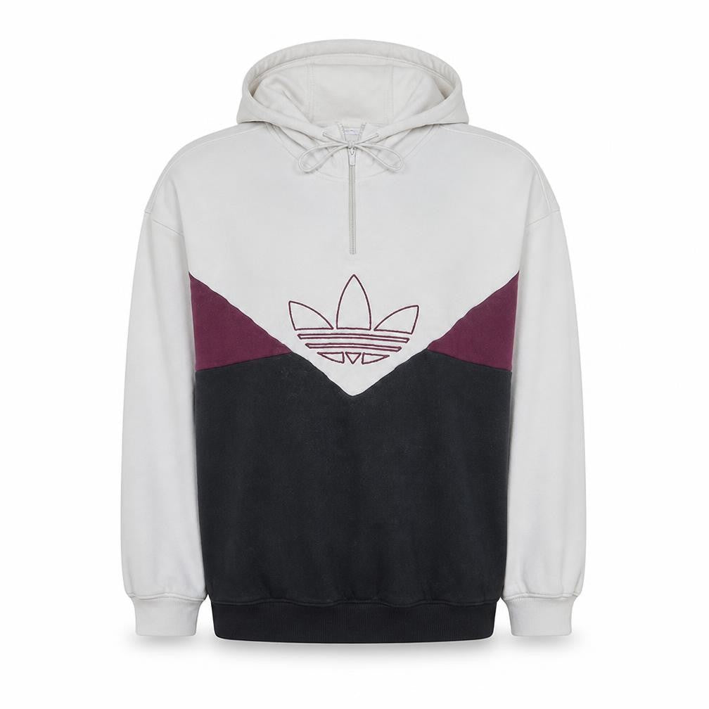 Adidas Womens White Colourblock Hooded Pullover Sweatshirt XS