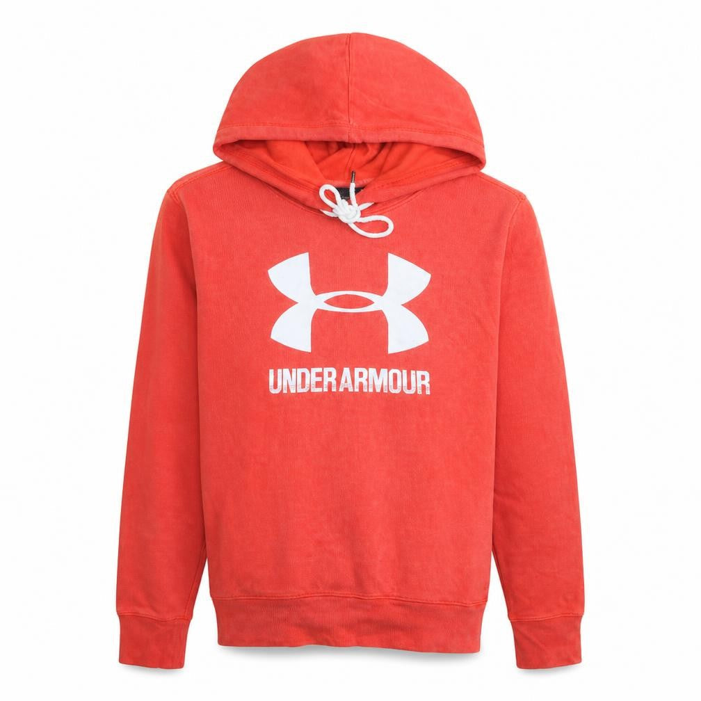 Under Armour Mens Red Pullover Hoodie Size L Relaxed Fit