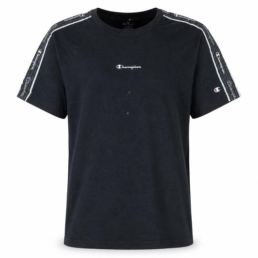 Champion Men's Black Large Logo Tape Shoulder Sports T-Shirt