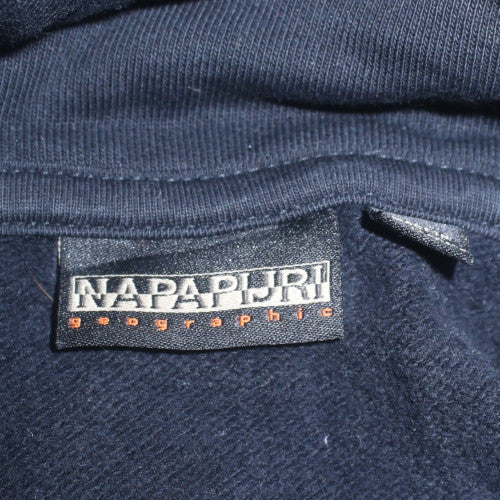 Napapijri Men's Black XL Pullover Hoodie Logo Graphic Cotton Blend