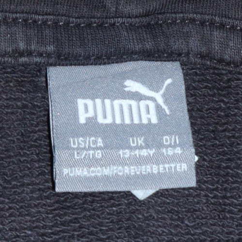 Puma Boys Black 13-14 Years Pullover Hoodie Cotton Fleece Sportswear