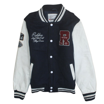 Additional front view of Redskins boys’ blue varsity jacket 12 years polyester lined college style