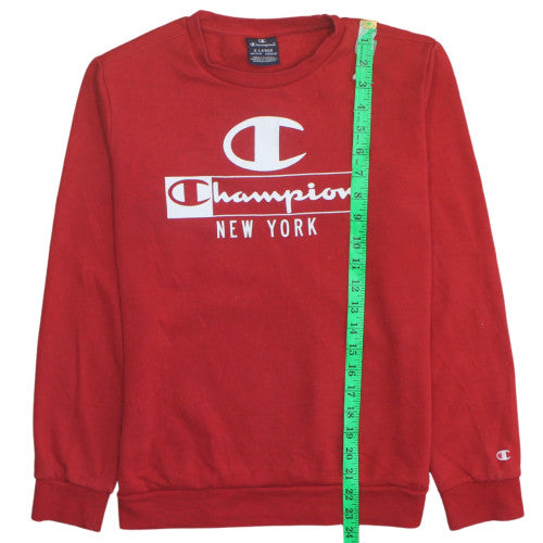 Champion Boys Red Pullover Sweatshirt 13-14 Years Graphic Logo Crew Neck