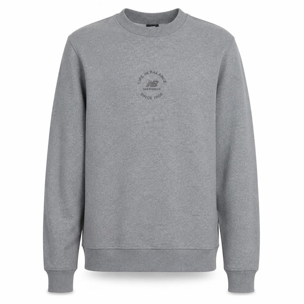 New Balance Men's Grey XS Pullover Sweatshirt Crew Neck Fleece