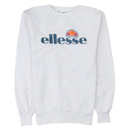 Additional front view of Ellesse Men's White Crew Neck Logo Sweatshirt, size M