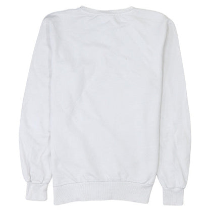 Brand and care label for Ellesse Men's White Crew Neck Logo Sweatshirt, size M