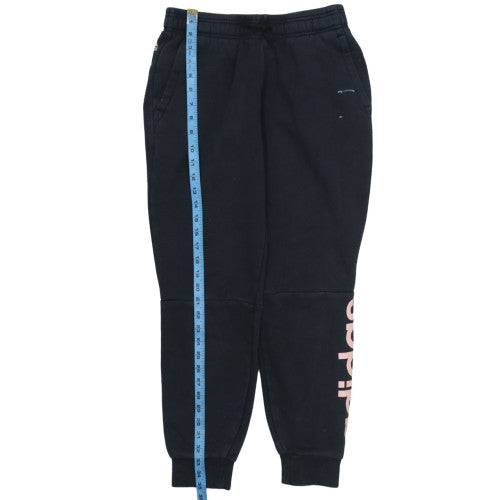 Adidas Womens Black Jogger Sweatpants S Logo Cuffed Fleece
