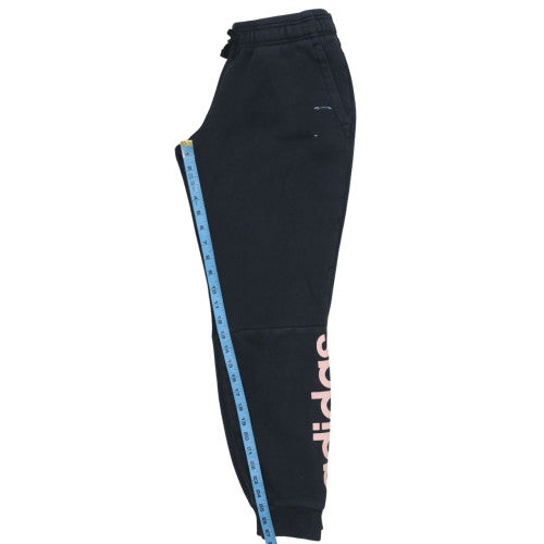 Adidas Womens Black Jogger Sweatpants S Logo Cuffed Fleece