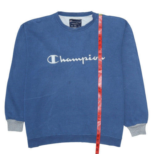 Champion Mens Blue XL Pullover Sweatshirt Crew Neck Fleece Logo
