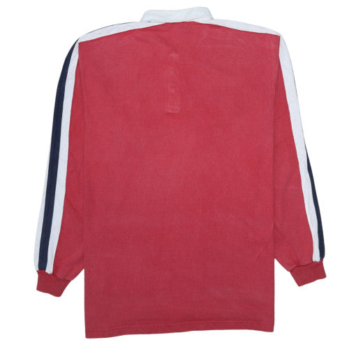 Pepe Jeans Mens Red Long Sleeve Polo Shirt XL Cotton Retro Rugby Style