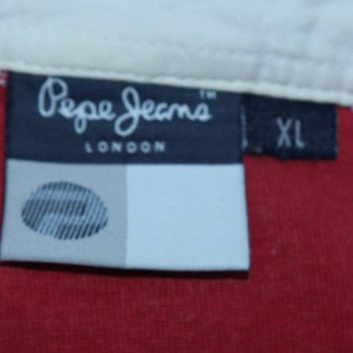 Pepe Jeans Mens Red Long Sleeve Polo Shirt XL Cotton Retro Rugby Style