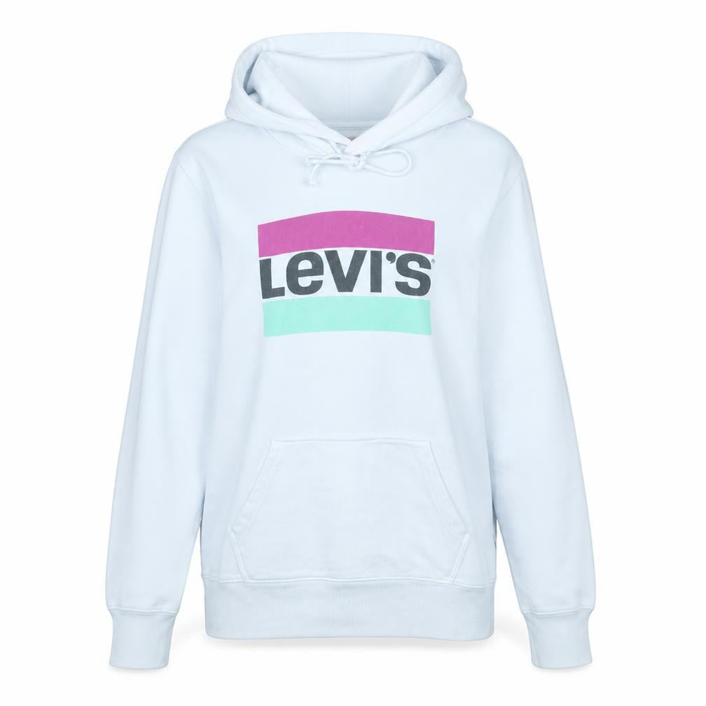 Levi's Womens White Pullover Hoodie Medium Graphic Logo Sweatshirt