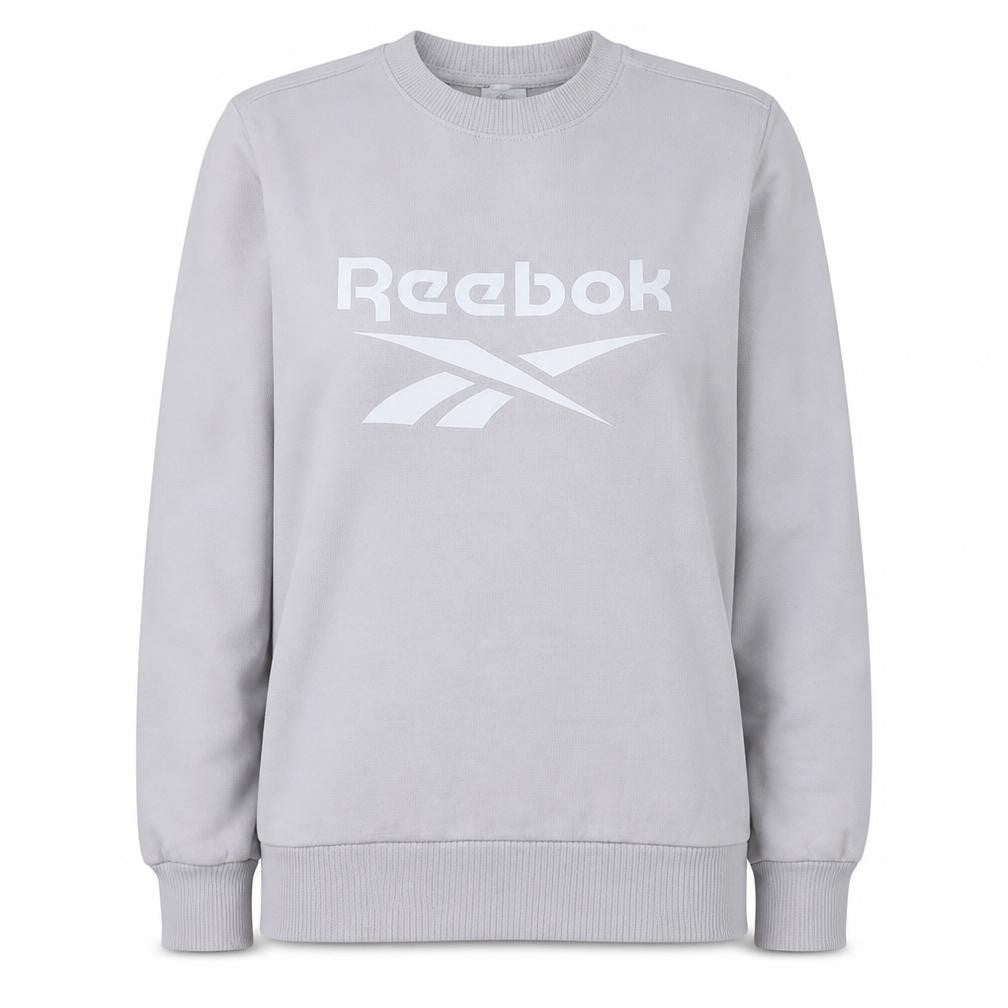 Reebok Women’s Grey Logo Crew Neck Pullover Sweatshirt L