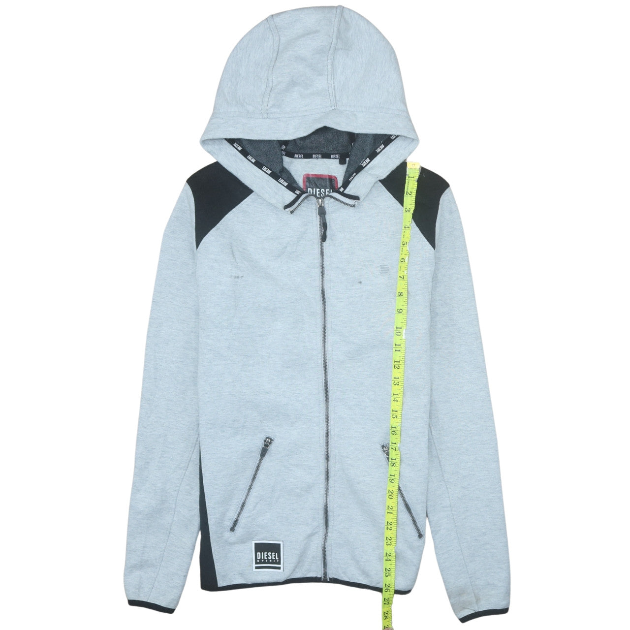 Diesel Mens Grey Full Zip Hoodie Medium Logo Hooded Sweatshirt