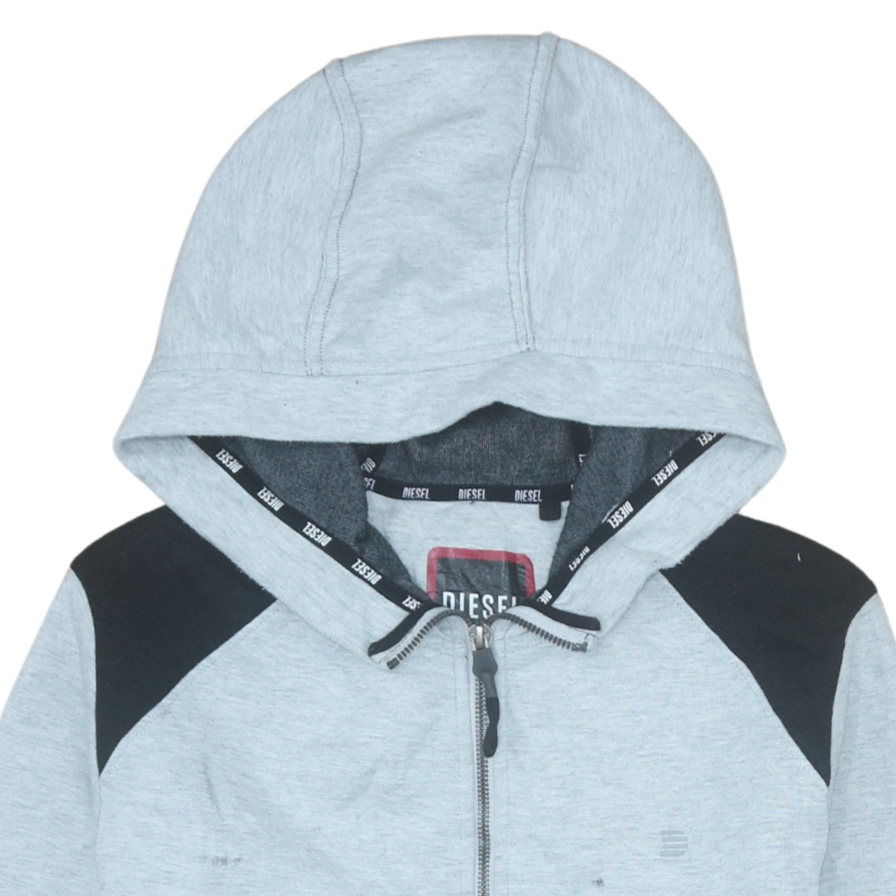 Diesel Mens Grey Full Zip Hoodie Medium Logo Hooded Sweatshirt