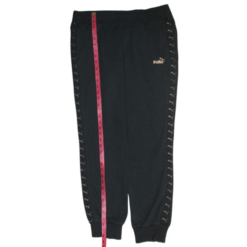Puma Women’s Black Size 16 Jogger Sweatpants Logo Tapered Fleece