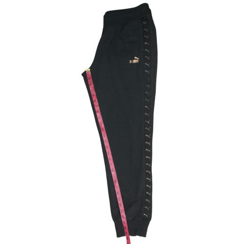Puma Women’s Black Size 16 Jogger Sweatpants Logo Tapered Fleece