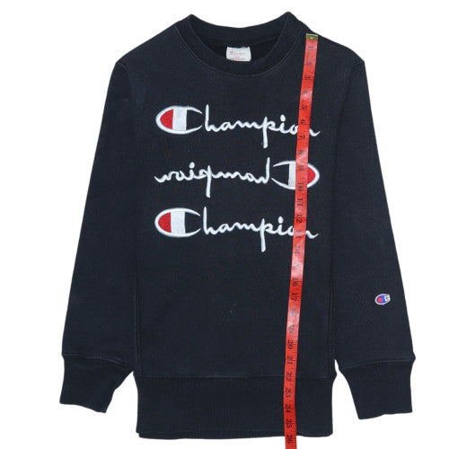 Champion Womens Black Medium Pullover Sweatshirt with Embroidered Logo