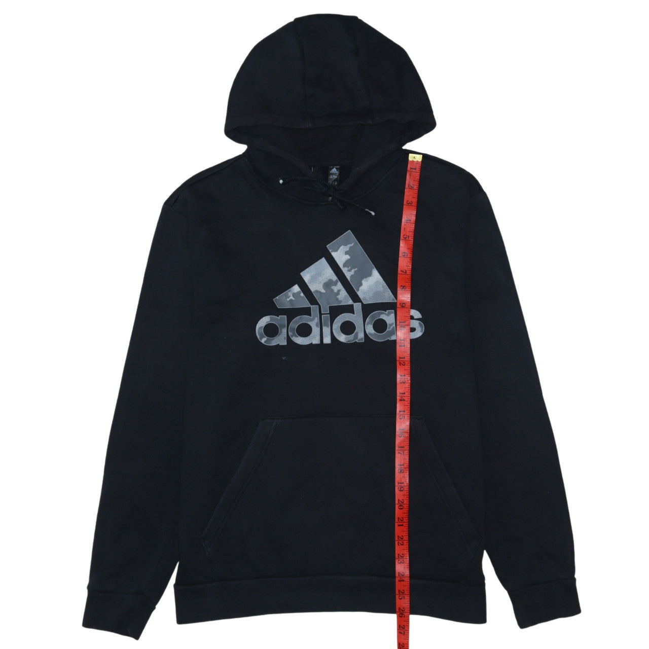 Adidas Mens Black Pullover Hoodie Size L Logo Sports Fleece Sweatshirt