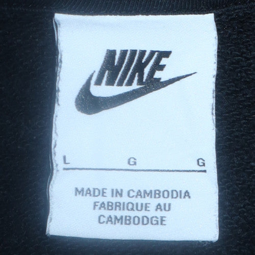 Nike Men's Black Pullover Hoodie L Fleece Logo Sportswear