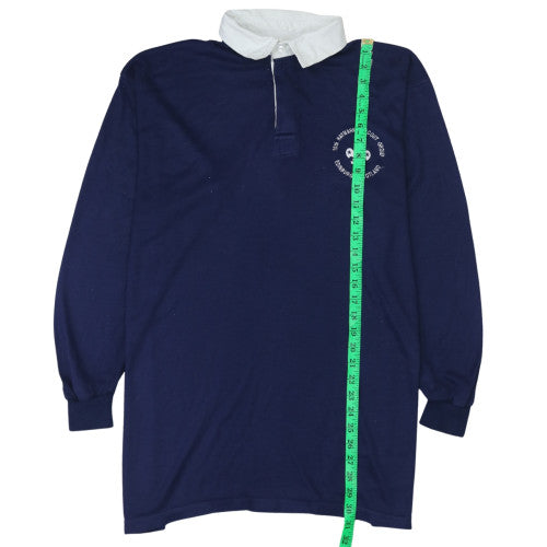 Halbro Men's Blue Long Sleeve Rugby Polo Shirt XL 117cm Classic Fit