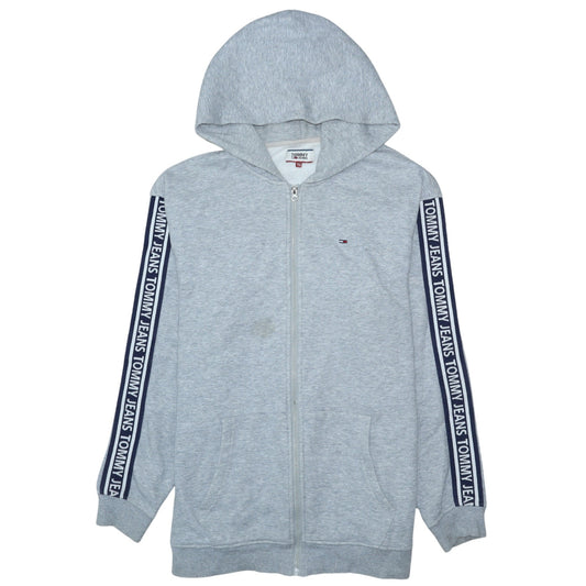 Tommy Jeans Mens Grey XL Full Zip Hoodie Logo Sleeve Hooded Sweatshirt