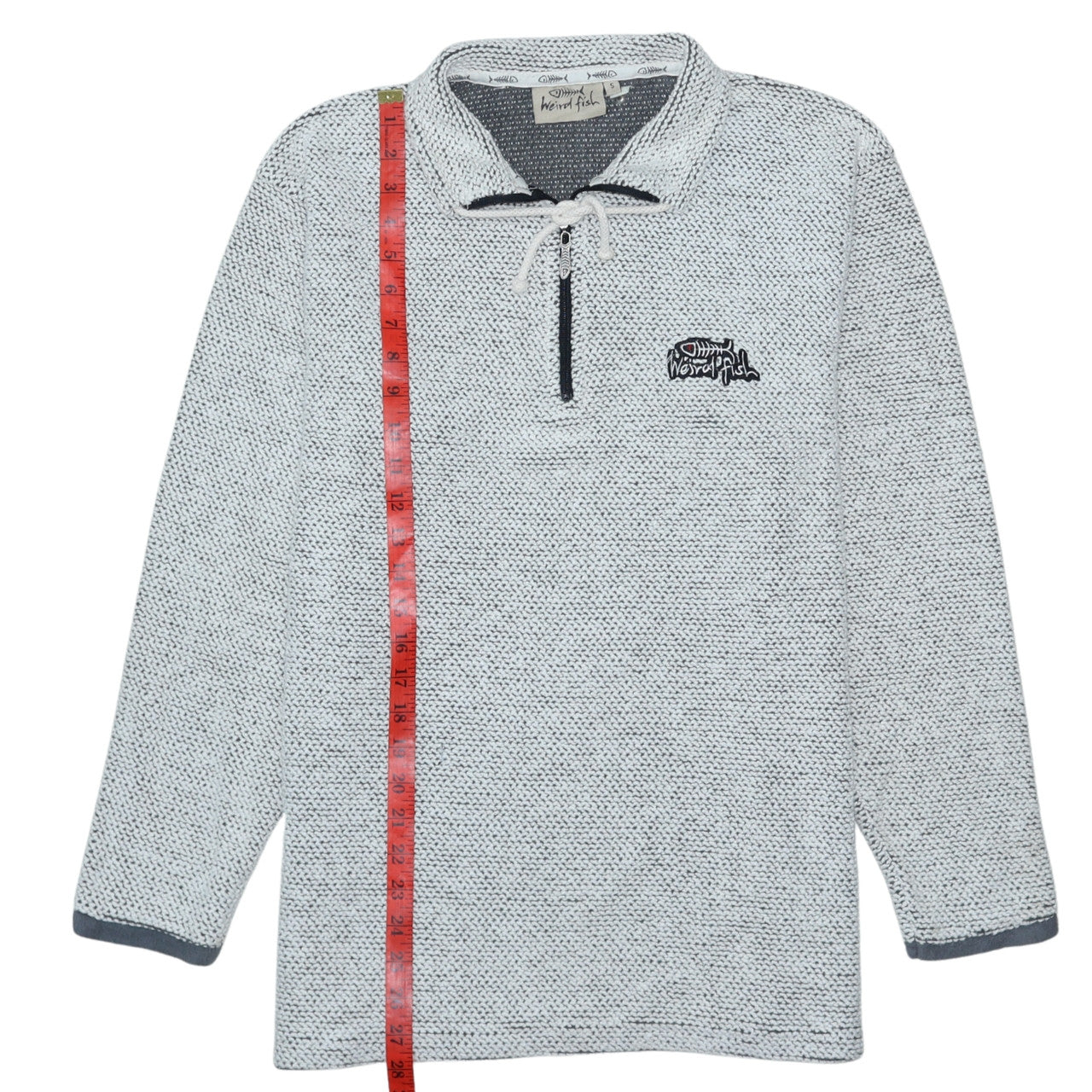 Weird Fish Men’s Grey Knit Henley Sweatshirt Size S