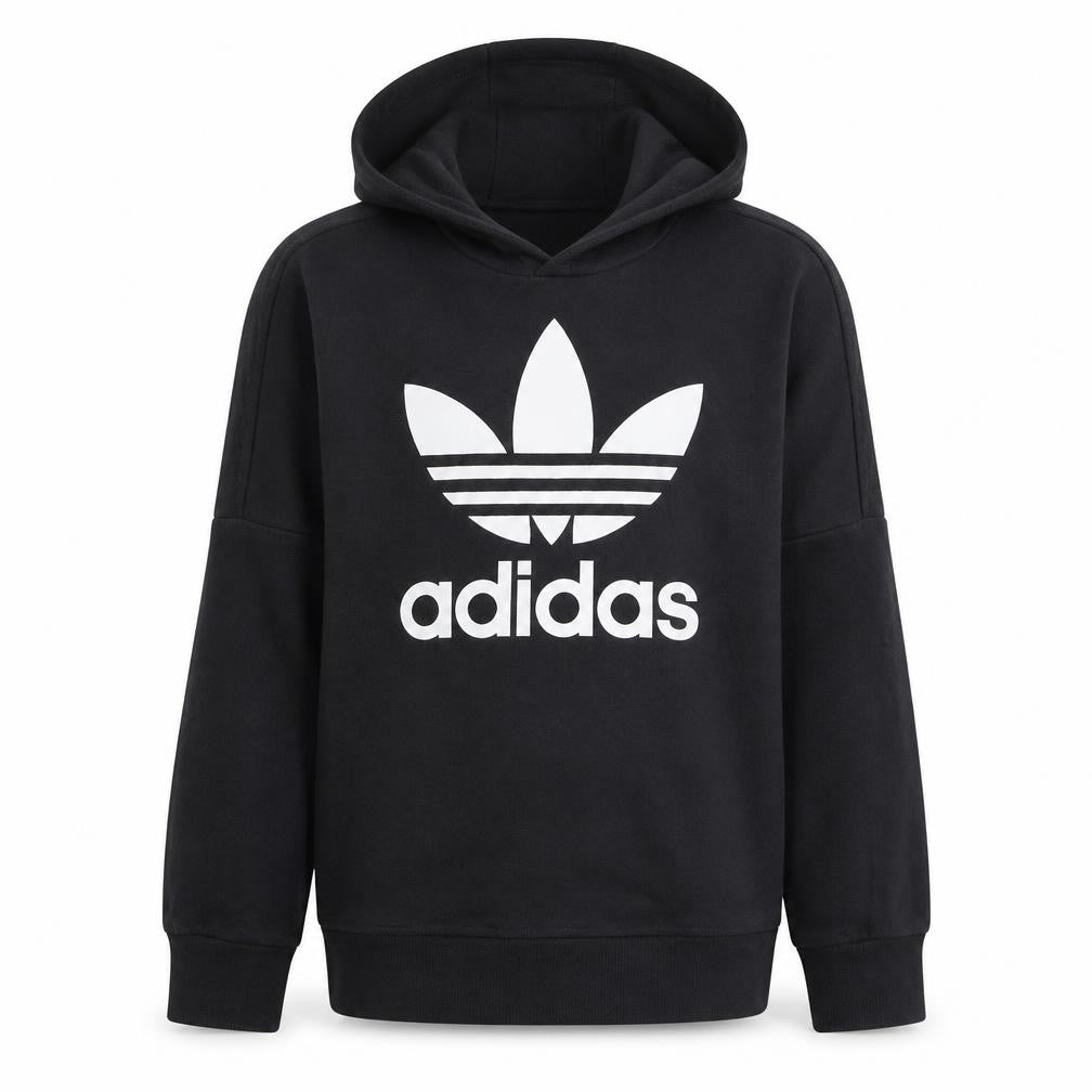 Adidas Boys Black Hoodie 13-14 Years Pullover Cotton Hooded Sweatshirt