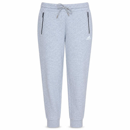 Front view of adidas women’s grey jogger sweatpants, size UK 10, regular fit