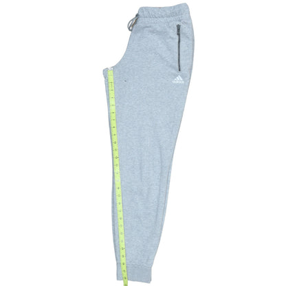 Close-up detail of adidas women’s grey jogger sweatpants, size UK 10, regular fit