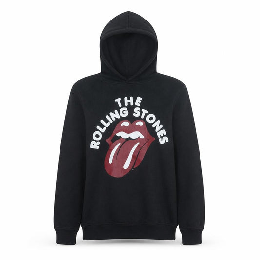H&M Womens Black Pullover Hoodie XS The Rolling Stones Logo Graphic Sweatshirt