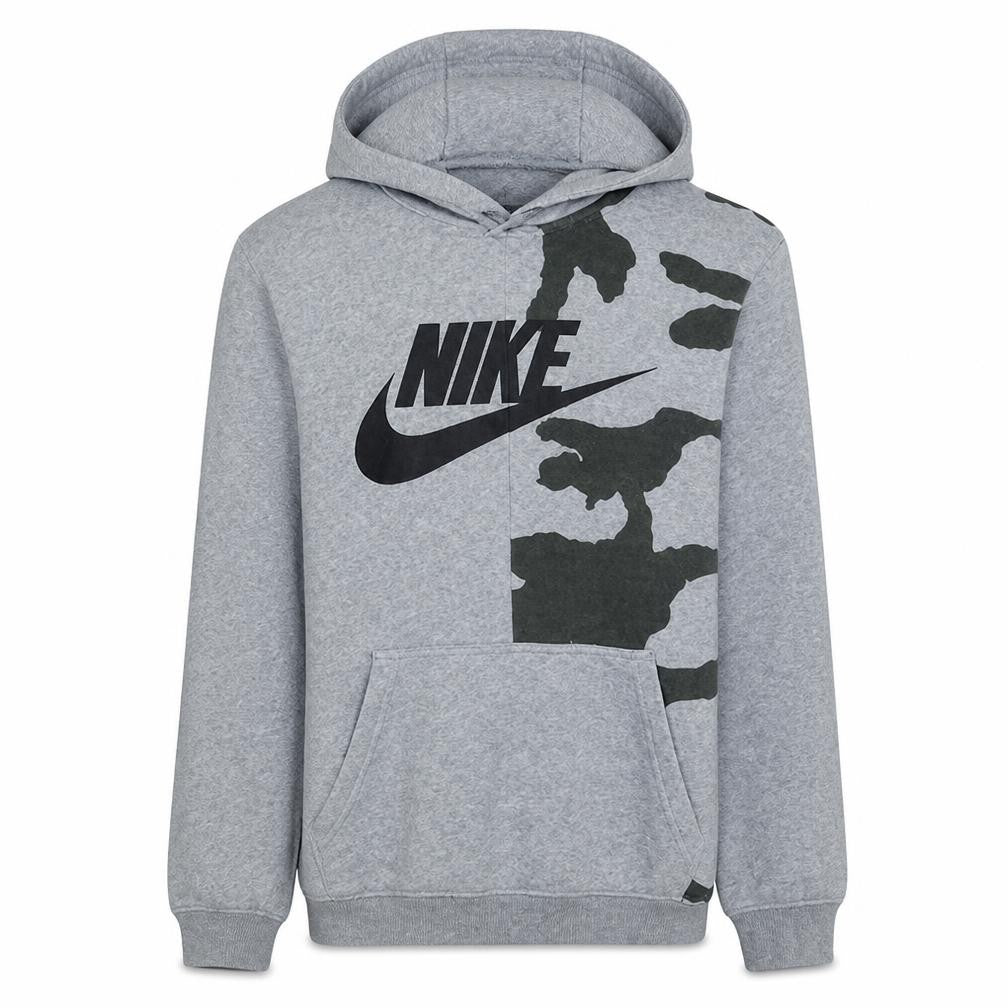 Nike Men's Grey Camouflage Pullover Hoodie Size M Cotton Blend