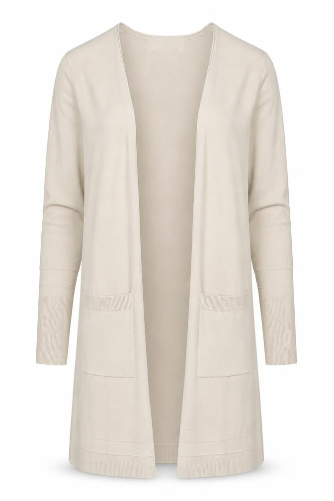 Once Women's Beige XS Viscose Knit Long Sleeve Open Cardigan