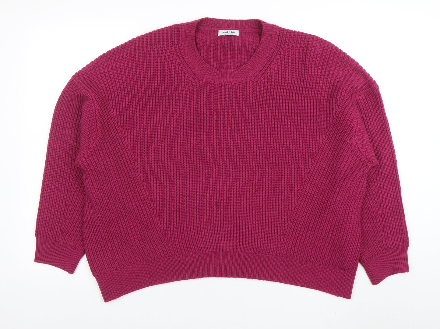 Simply Be Women's Pink Relaxed Chunky Knit Pullover Jumper Size M