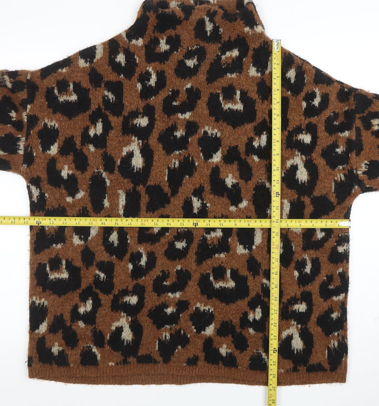Tu Women’s Brown Leopard Print High Neck Jumper Size 20