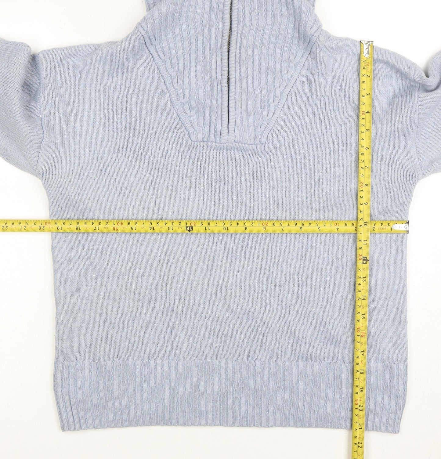 TU Women’s Blue Roll Neck Full Zip Wool Blend Jumper Size M