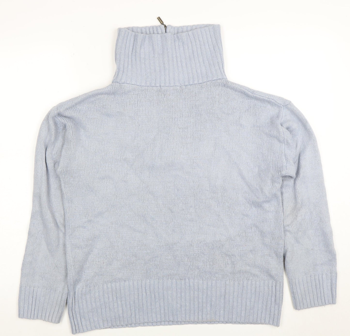TU Women’s Blue Roll Neck Full Zip Wool Blend Jumper Size M