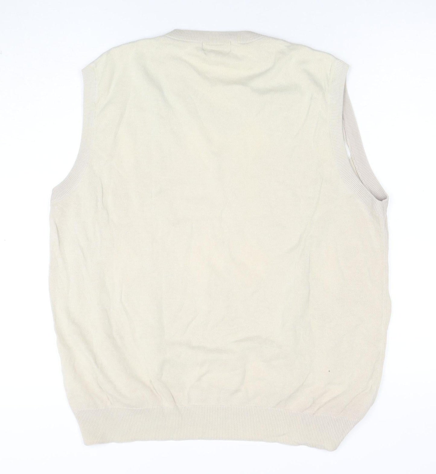 Marks and Spencer Men’s Beige Argyle Sleeveless Knit Vest L