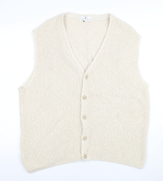 Marks and Spencer Women Beige Knit Sleeveless V-Neck Vest S