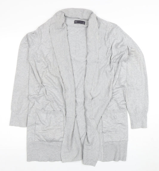 Marks and Spencer Women Grey Long Sleeve Open Cardigan M Viscose Blend