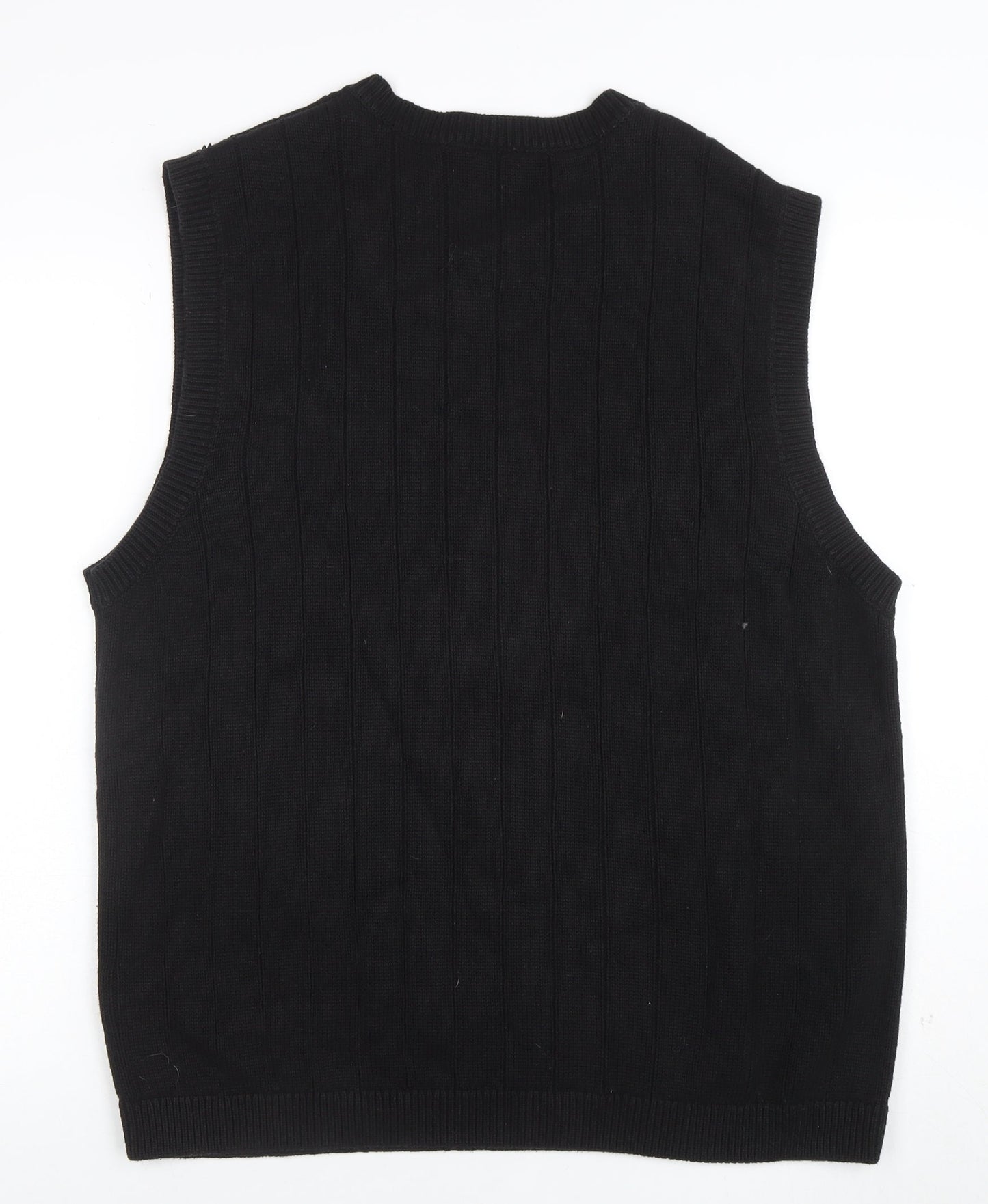 Weekday Men's Black Cotton V-Neck Knitted Sleeveless Vest Jumper Size S