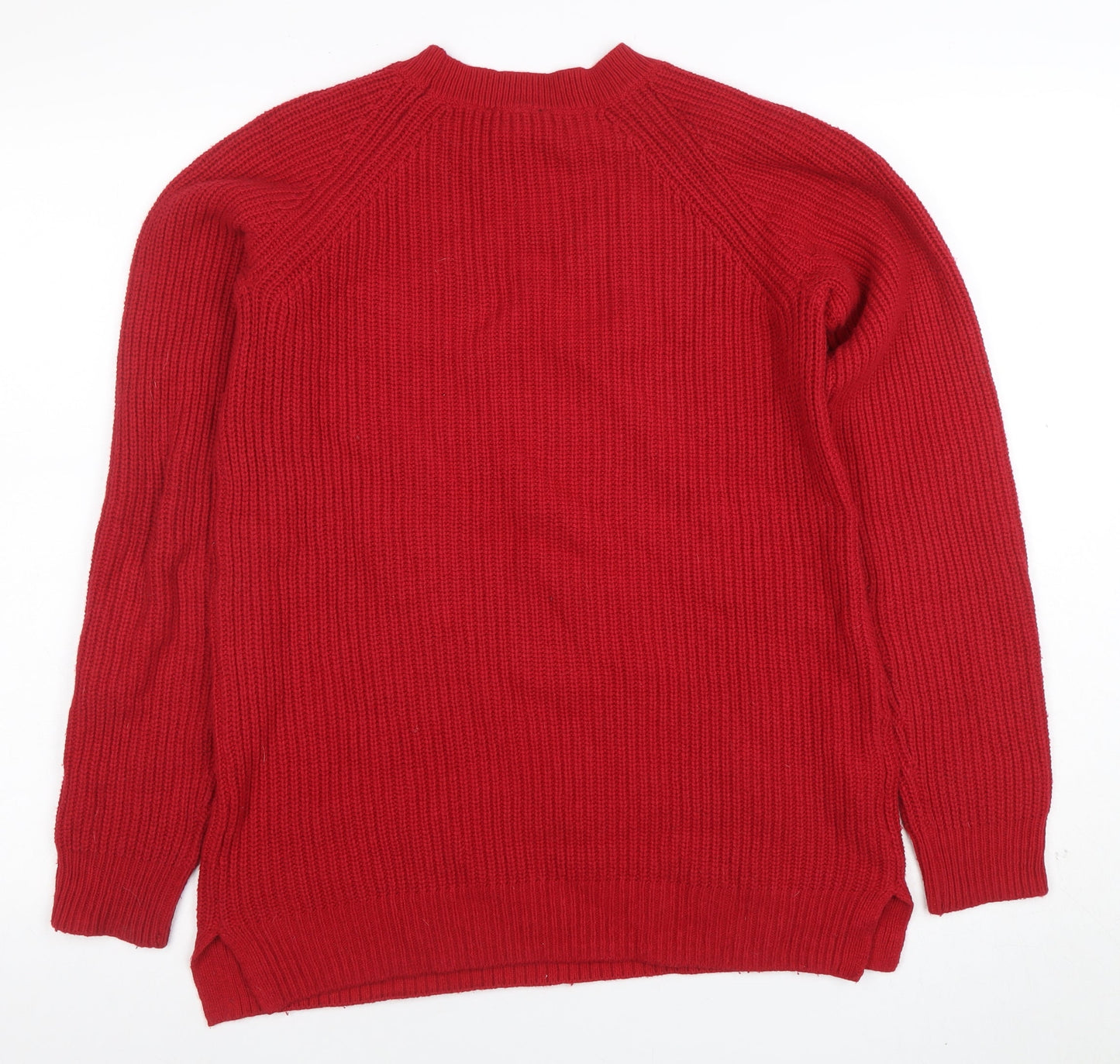 Long Tall Sally Womens Red Wool Chunky Knit Jumper XS