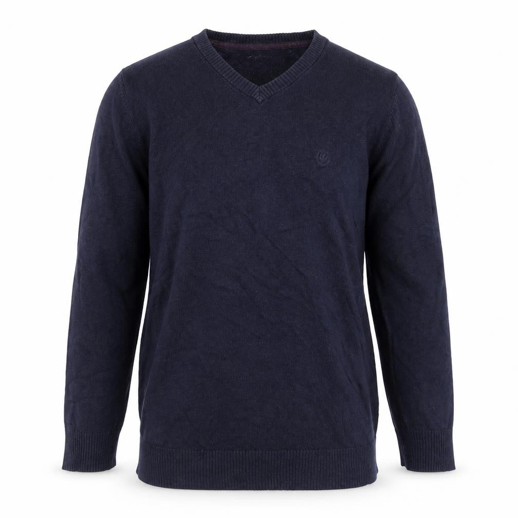 FatFace Men’s Blue Cotton V-Neck Jumper Size S Long Sleeve Classic