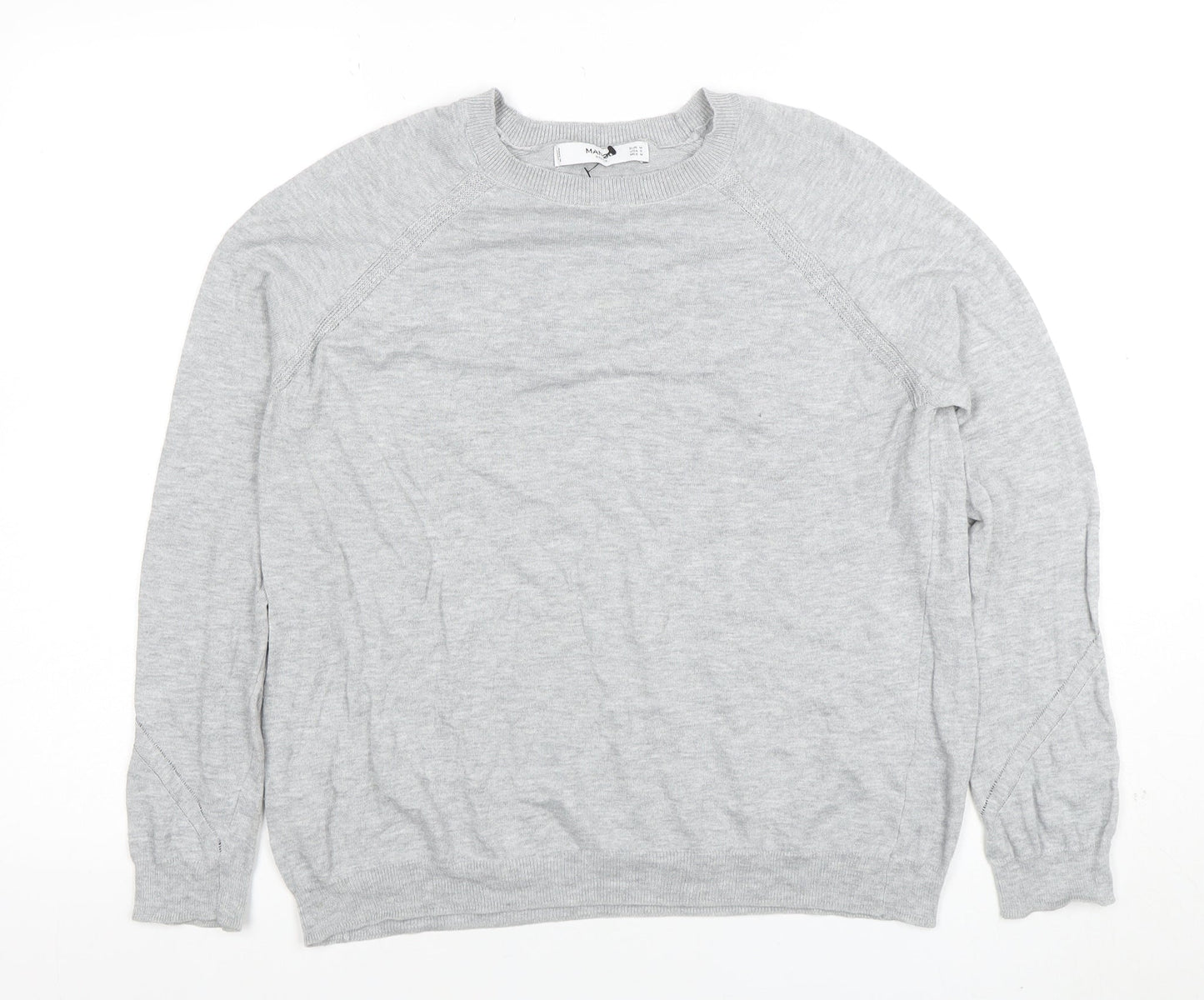 Mango Womens Grey Cotton Blend Crew Neck Jumper Size M