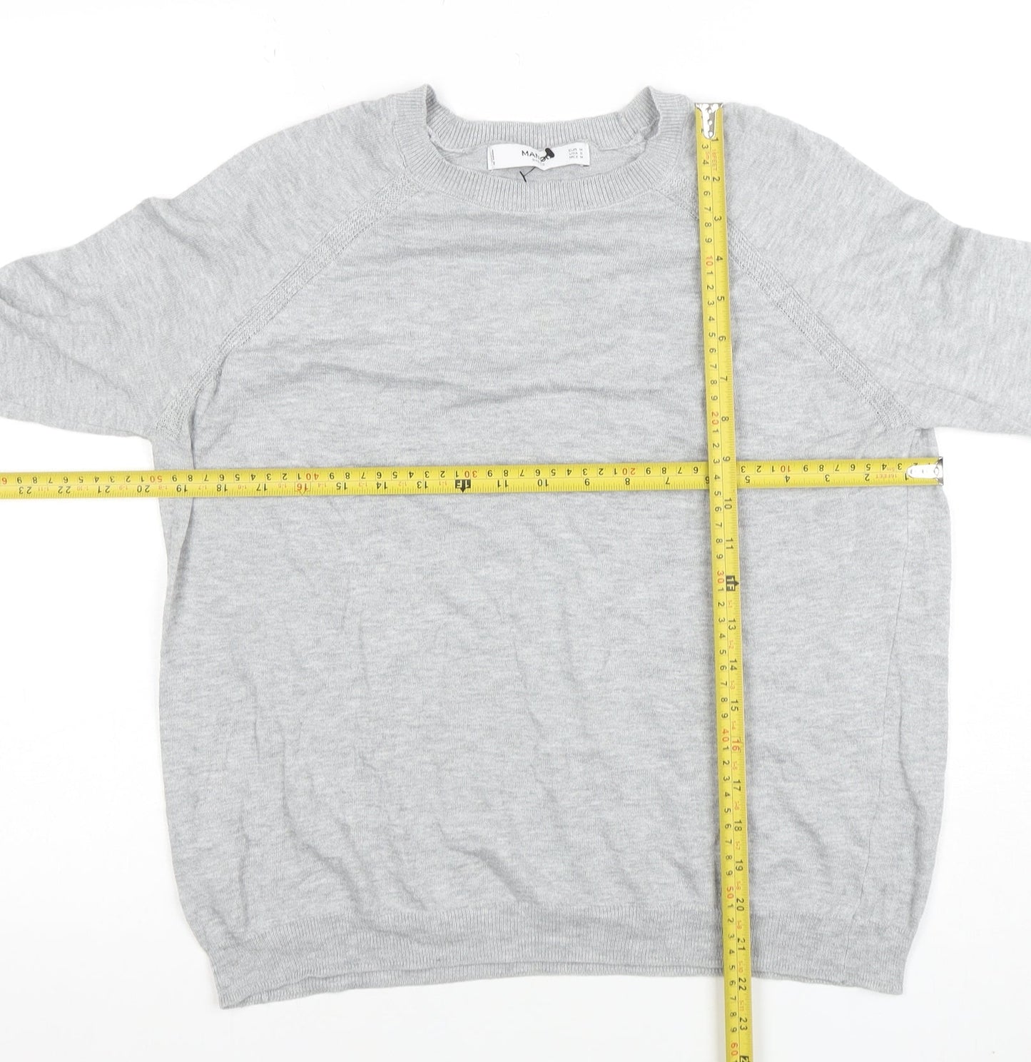 Mango Womens Grey Cotton Blend Crew Neck Jumper Size M