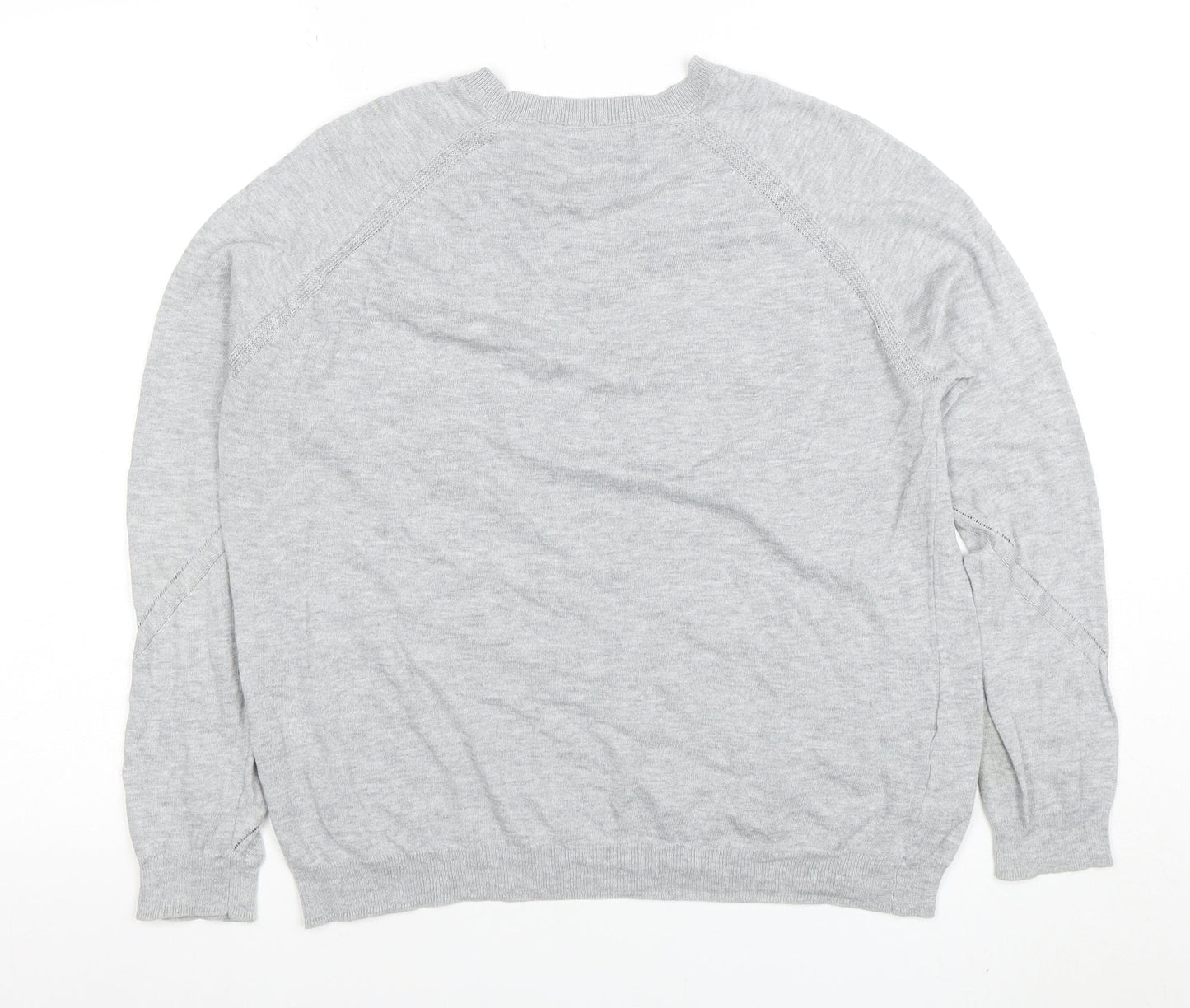 Mango Womens Grey Cotton Blend Crew Neck Jumper Size M