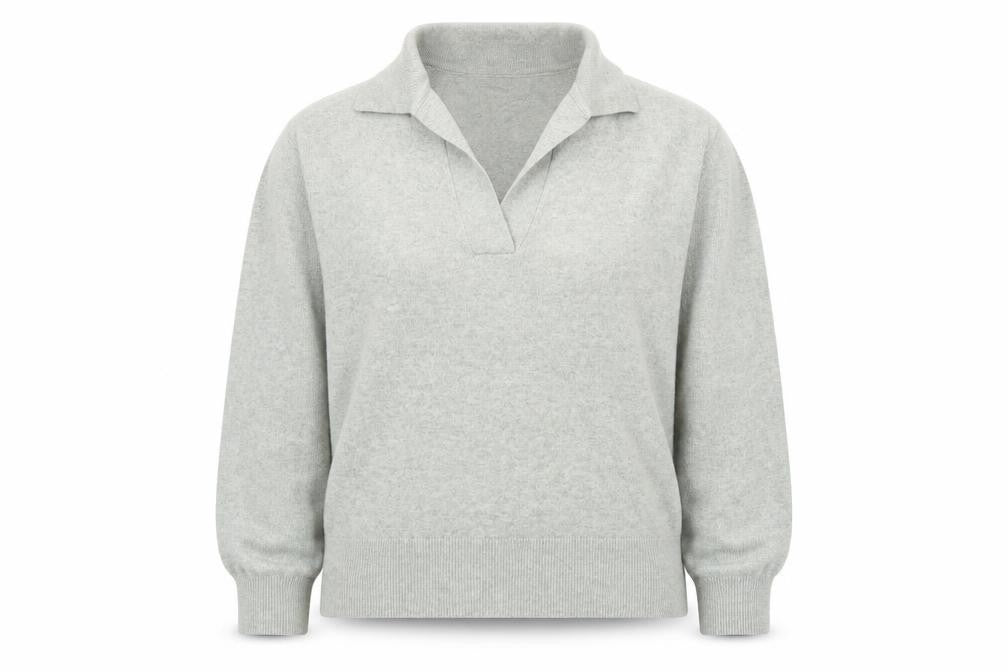 Marks & Spencer Women Grey Collared V-Neck Knit Jumper Size S
