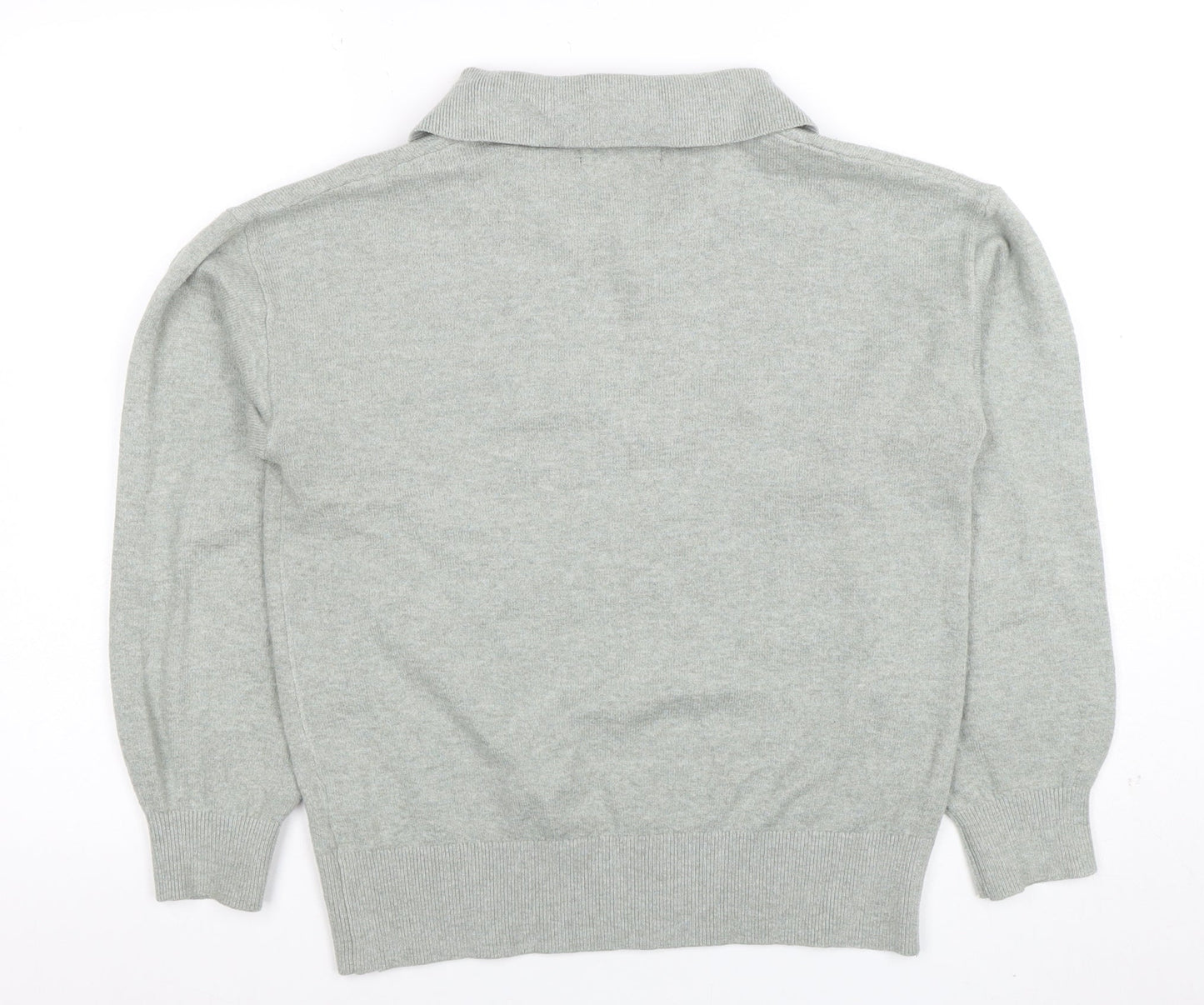 Marks and Spencer Women Grey Collared V-Neck Knit Jumper Size S