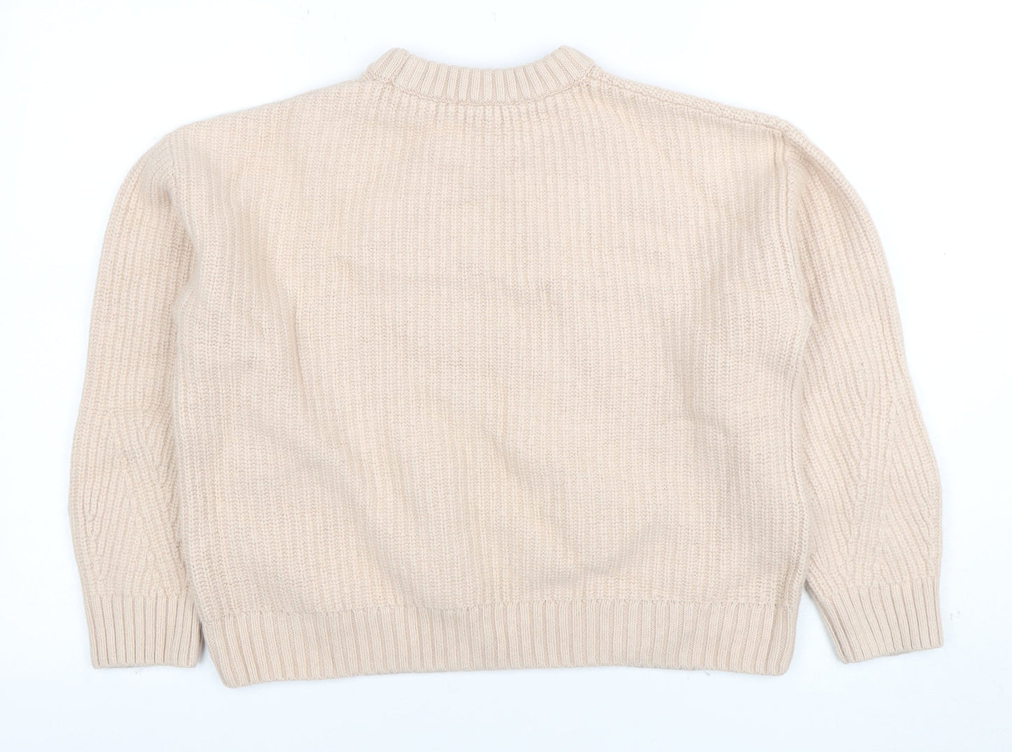 & Other Stories Women Beige Wool Cotton Knit Jumper Size S Crew Neck